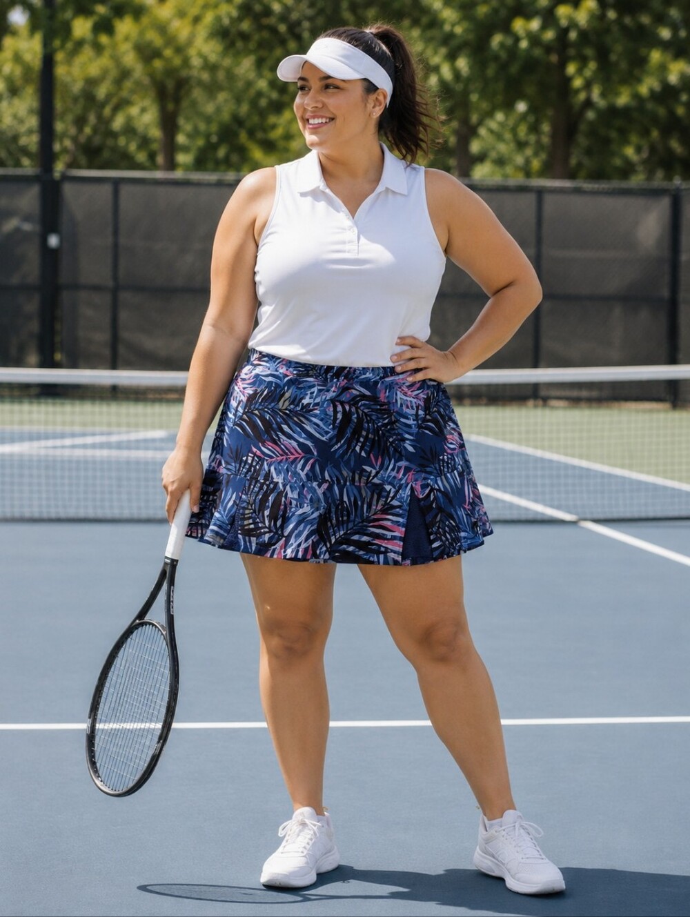 ActiveZone Pennington's Plus Size 2x: Navy Tropical Print Skort